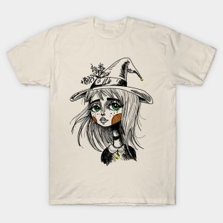 Cute Little Witch Illustration T-Shirt